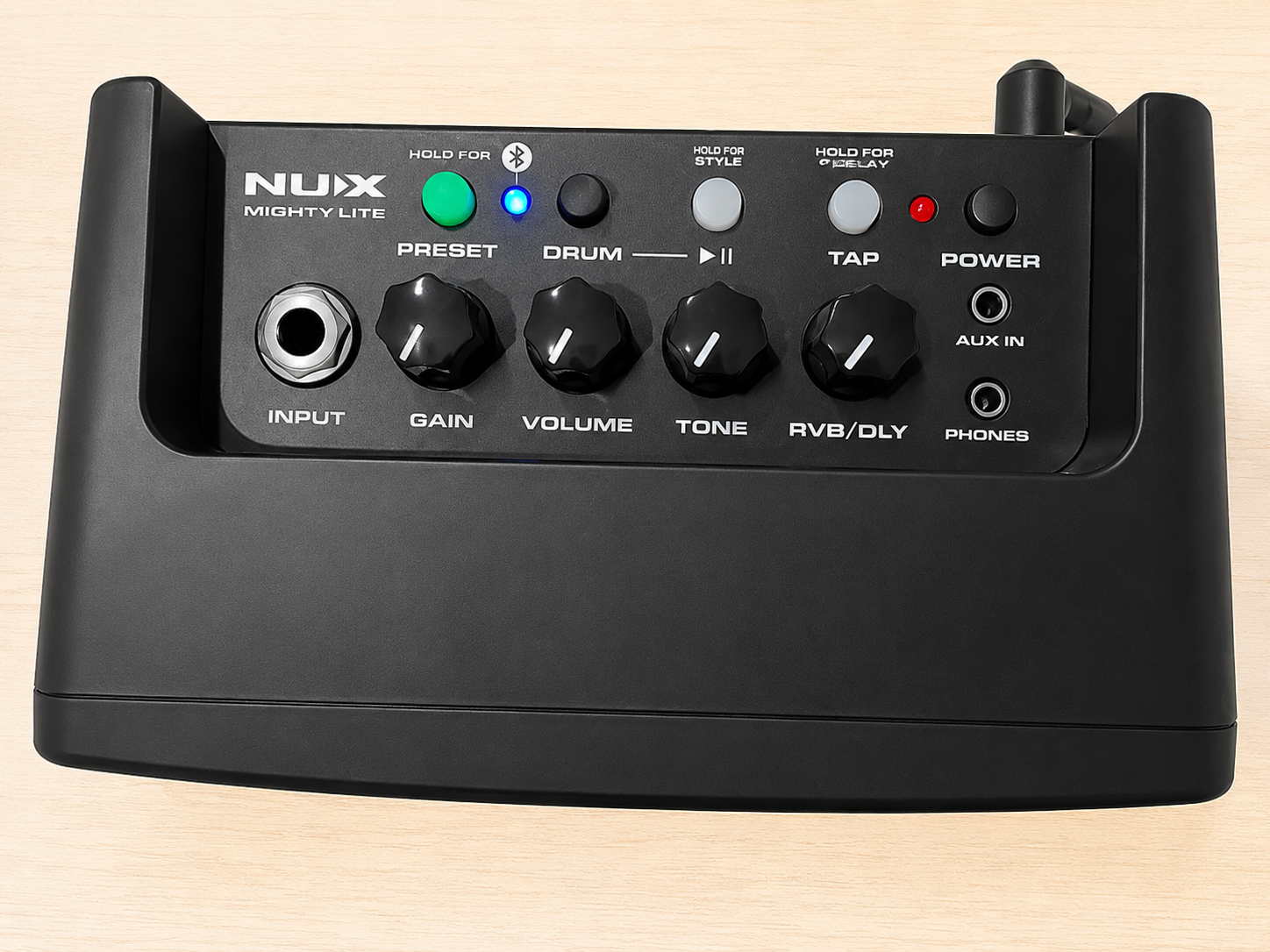 NUX Mighty Lite BT MK2 上部パネル（GAIN・VOLUME・TONE・RVB/DLY）