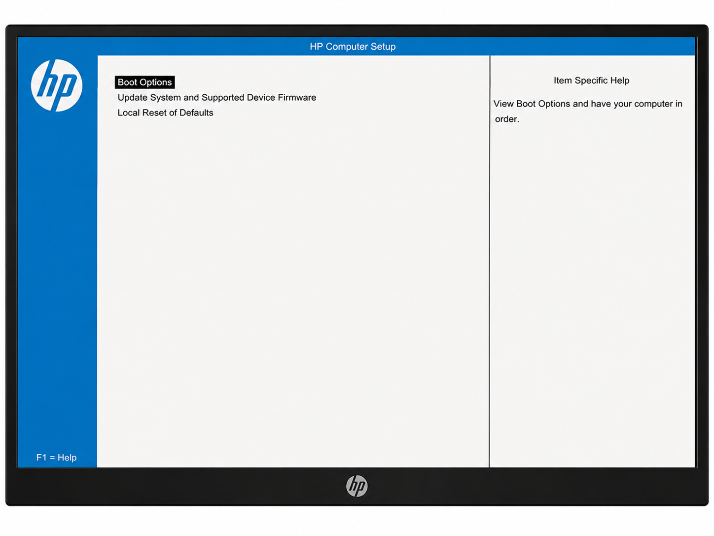 HP BIOS設定終了画面